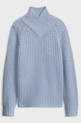 V-neck sweater in wool and cashmere, Light Blue