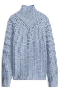 V-neck sweater in wool and cashmere, Light Blue