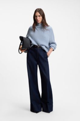 V-neck sweater in wool and cashmere, Light Blue