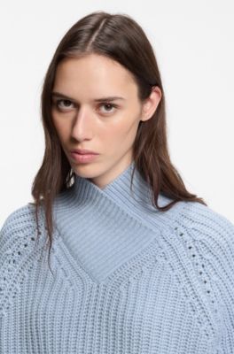V-neck sweater in wool and cashmere, Light Blue