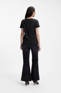 Cotton slim-fit T-shirt with script logo, Black