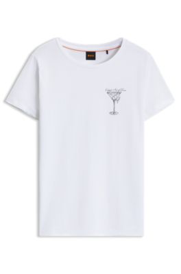 Cotton slim-fit T-shirt with script logo, White