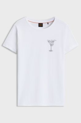 Cotton slim-fit T-shirt with script logo, White