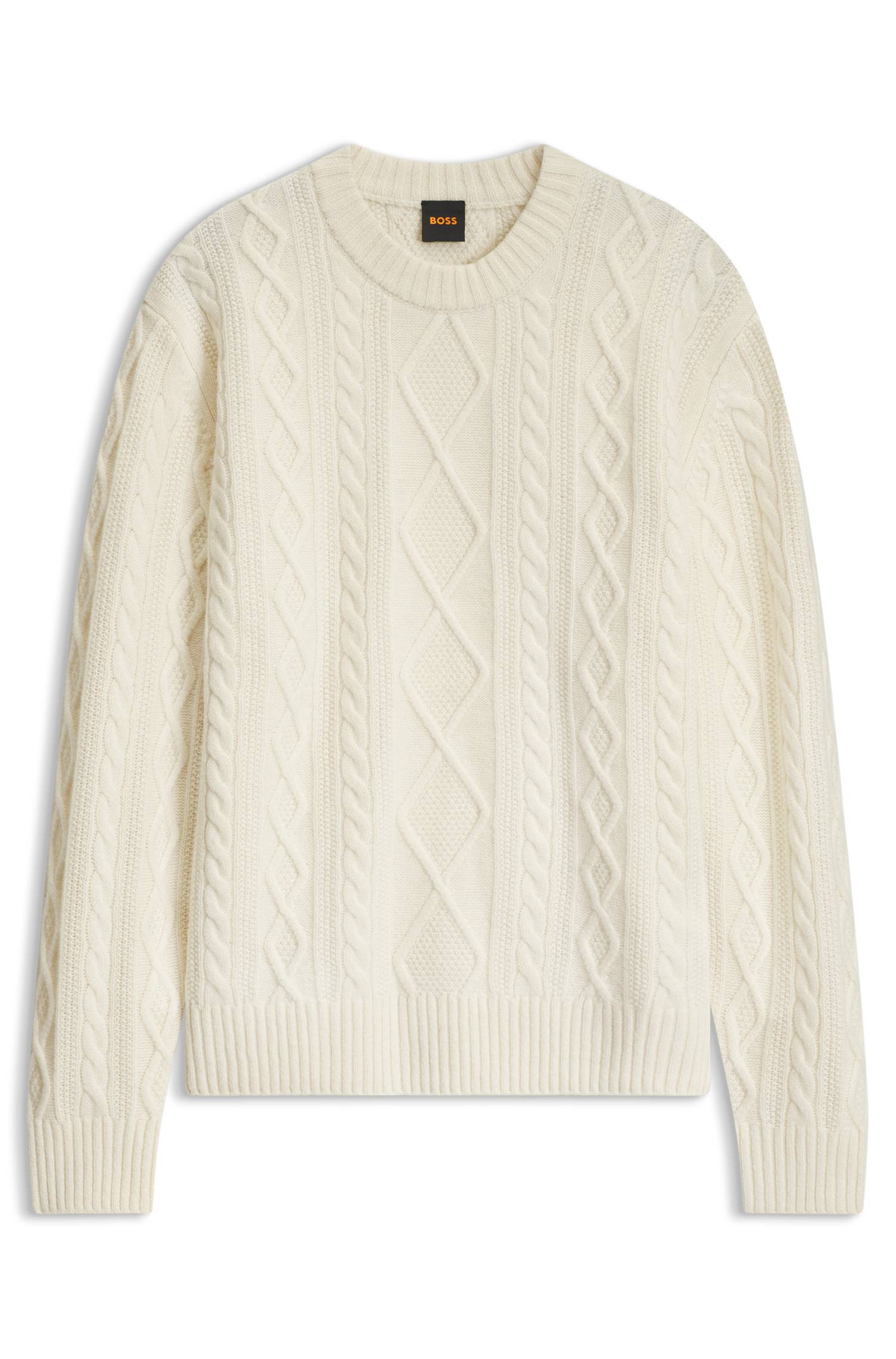 Boss Cable-knit sweater in virgin wool stickade tröjor herr – bild 4