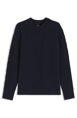 Cable-knit sweater in virgin wool