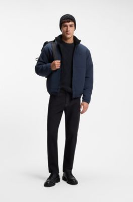 Cable-knit sweater in virgin wool, Dark Blue