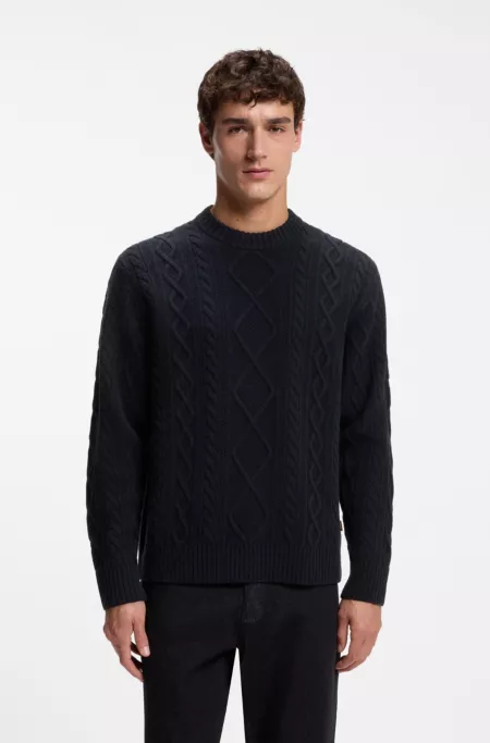 Pull à maille torsadée en laine vierge