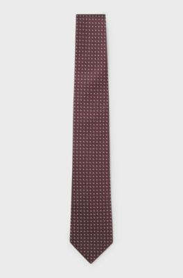 Silk jacquard tie with a micro pattern, Dark Red