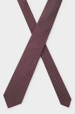 Silk jacquard tie with a micro pattern, Dark Red