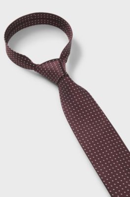 Silk jacquard tie with a micro pattern, Dark Red