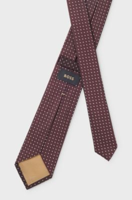 Silk jacquard tie with a micro pattern, Dark Red