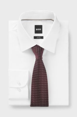 Silk jacquard tie with a micro pattern, Dark Red