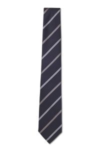 Modern silk tie with a diagonal design, Bleu fonc&eacute;