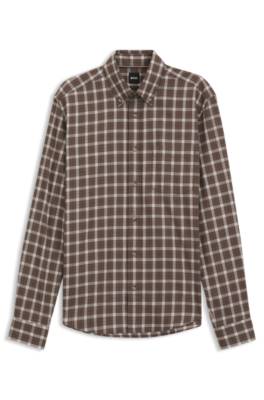 Boss Regular-fit casual shirt in checked cotton flannel rutiga skjortor herr – bild 4