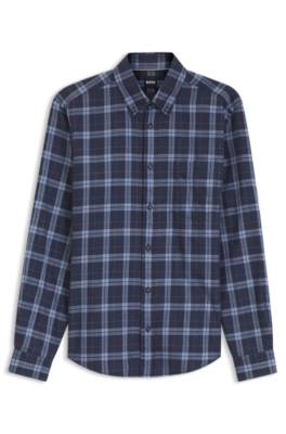 Boss Regular-fit casual shirt in checked cotton flannel rutiga skjortor herr – bild 4