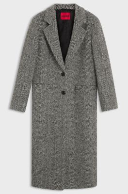 Relaxed-fit coat with herringbone pattern, Patterned