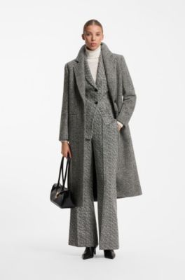 Relaxed-fit coat with herringbone pattern, Patterned