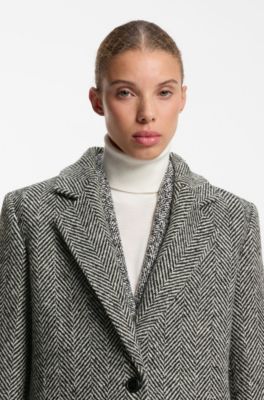 Relaxed-fit coat with herringbone pattern, Patterned