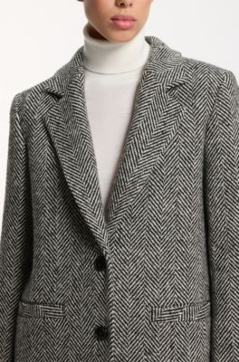 Relaxed-fit coat with herringbone pattern, Patterned