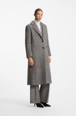 Relaxed-fit coat with herringbone pattern, Patterned