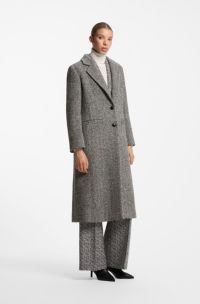 Relaxed-fit coat with herringbone pattern, Patterned