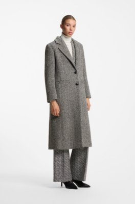Relaxed-fit coat with herringbone pattern