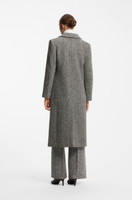 Relaxed-fit coat with herringbone pattern, Patterned