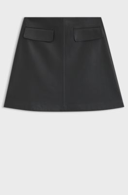A-line mini skirt in faux leather, Black