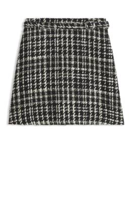 Hugo A-line mini skirt in checked bouclé minikjolar dam – bild 4