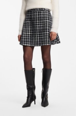 A-line mini skirt in checked bouclé