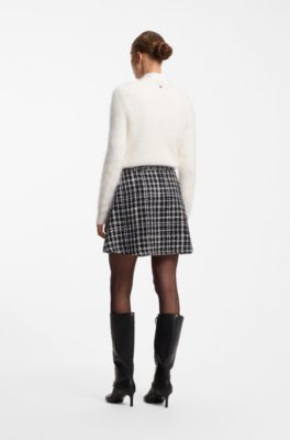 Hugo A-line mini skirt in checked bouclé minikjolar dam – bild 2