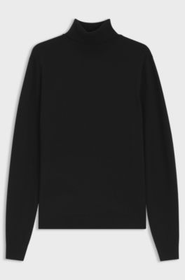 Rollneck sweater in pure cashmere, Black
