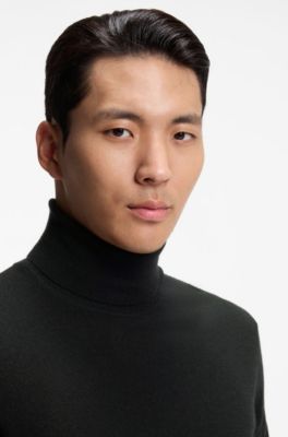 Rollneck sweater in pure cashmere, Black