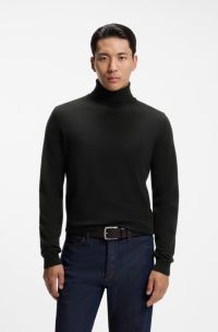 Rollneck sweater in pure cashmere, Black