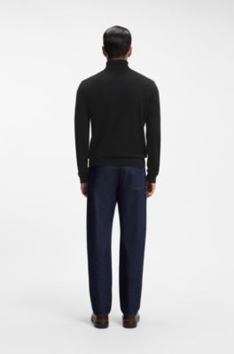 Rollneck sweater in pure cashmere, Black