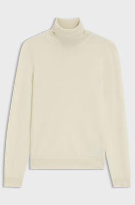 Rollneck sweater in pure cashmere, Natural