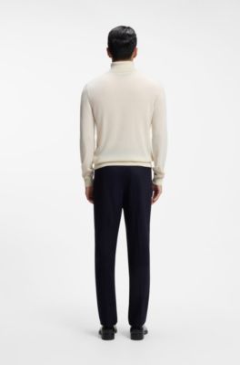 Rollneck sweater in pure cashmere, Natural