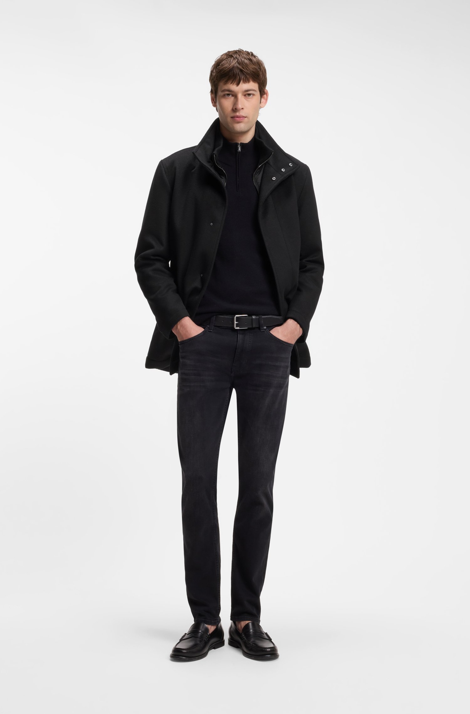 Boss Italian fabric formal coat with a stand collar kappor & rockar herr – bild 2