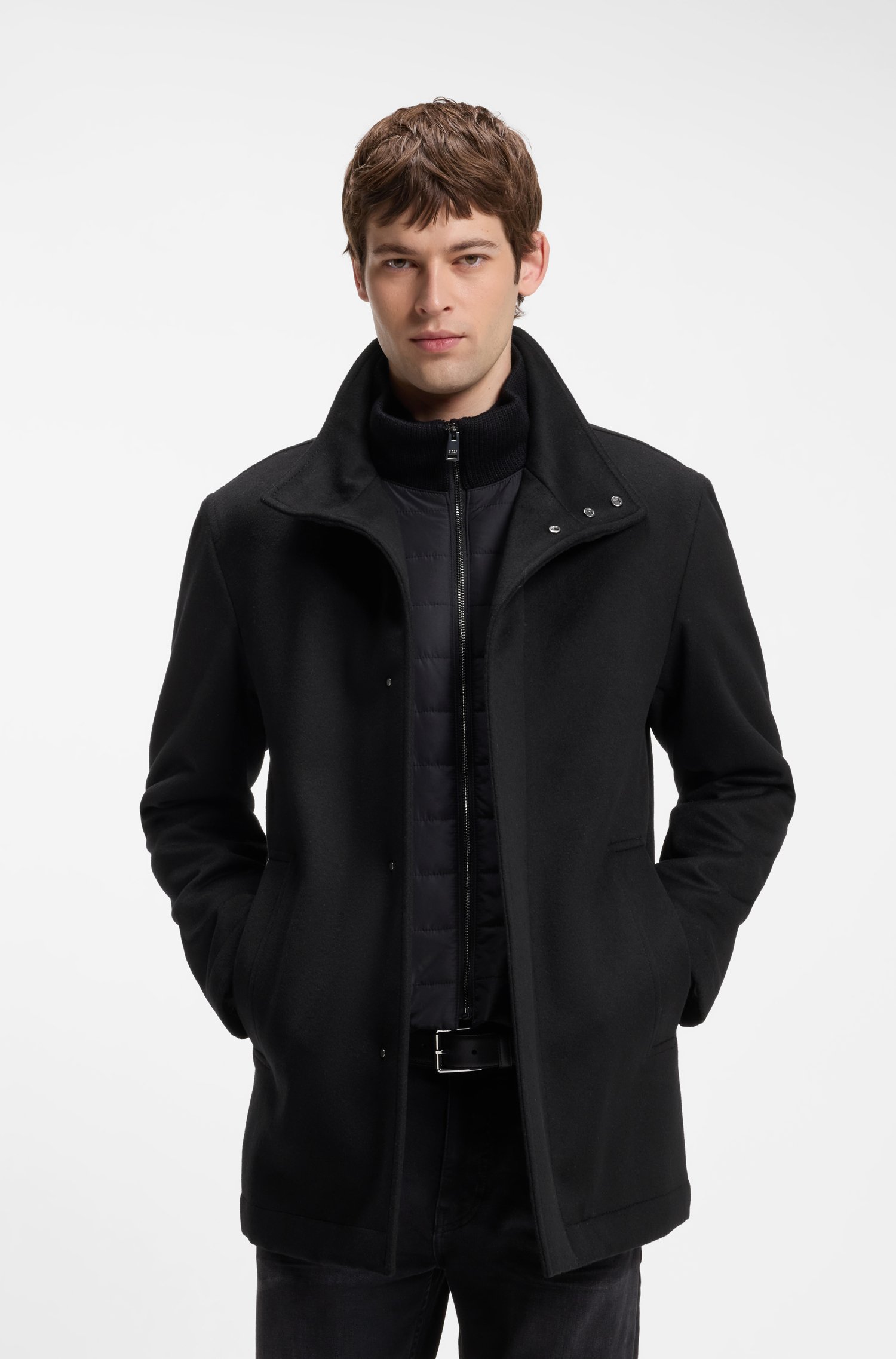 Boss Italian fabric formal coat with a stand collar kappor & rockar herr