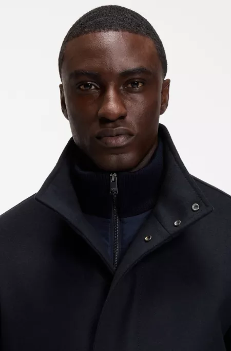 Manteau habillé en tissu italien à col montant