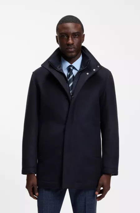 Manteau habillé en tissu italien à col montant