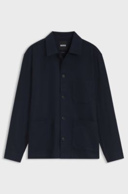 Relaxed-fit shirt in solid heavy flannel, Dark Blue