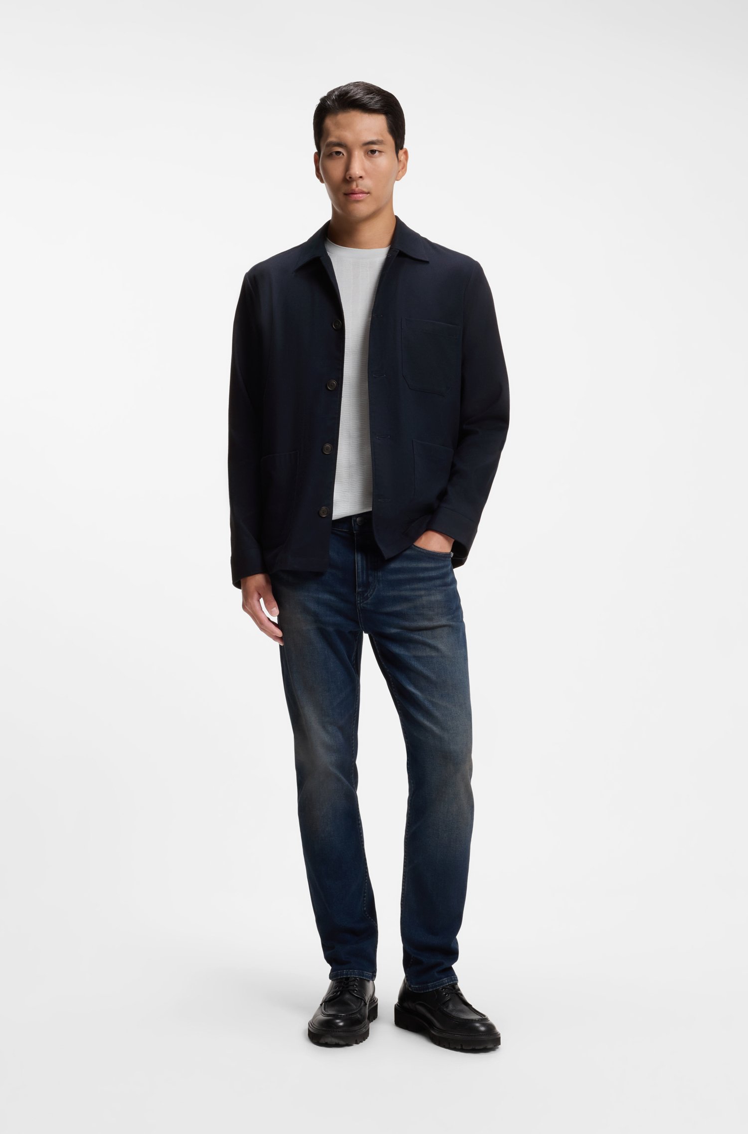 Boss Relaxed-fit shirt in solid heavy flannel skjortor & blusar herr – bild 2