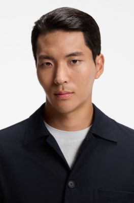 Relaxed-fit shirt in solid heavy flannel, Dark Blue
