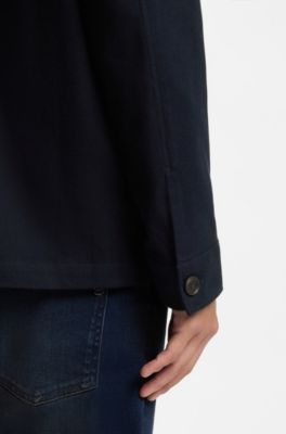 Relaxed-fit shirt in solid heavy flannel, Dark Blue