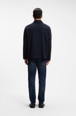 Relaxed-fit shirt in solid heavy flannel, Dark Blue