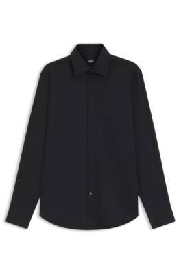 Boss Easy-iron regular-fit shirt in cotton satin kostymskjortor herr – bild 4