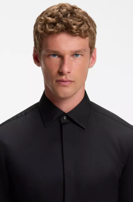 Chemise Regular en satin de coton facile à repasser