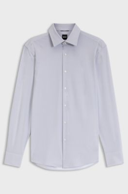 Chemise Slim en jersey stretch imprim&eacute; performant, Blanc &agrave; motif