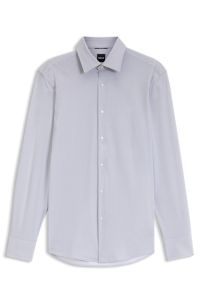 Slim-fit overhemd van hoogwaardige stretchjersey met print, Wit met dessin